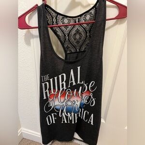 Razor back tank top with lace
